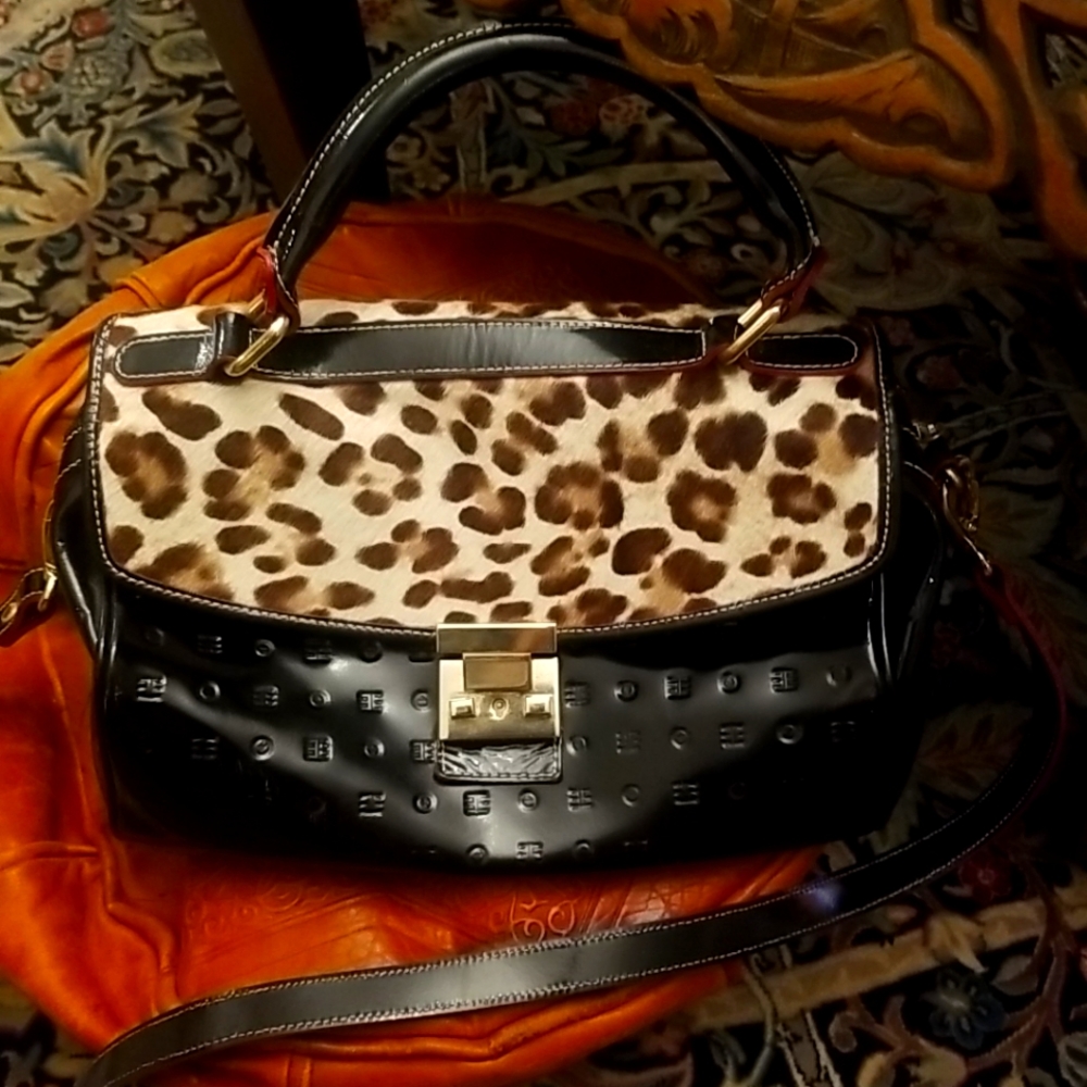 Arcadia patent leather medium satchel bag